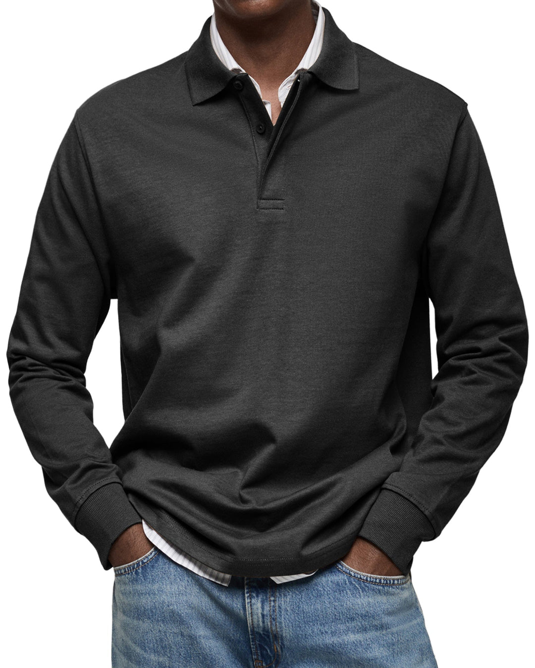 Camisa Polo Casual de Mangas Compridas