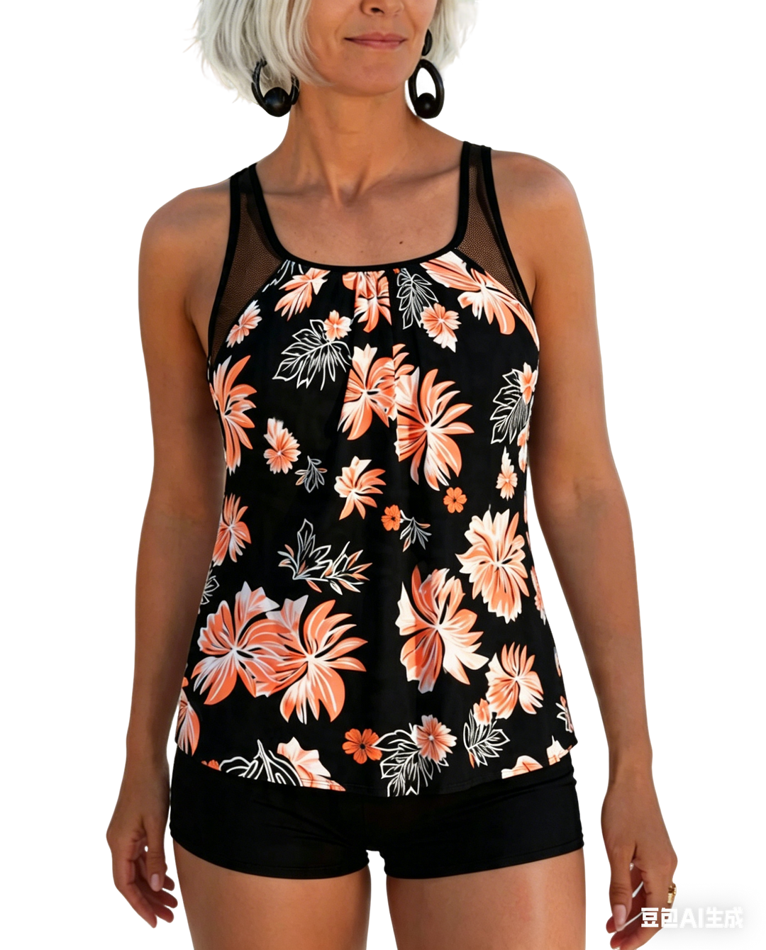Tankini estampado com barriga coberta