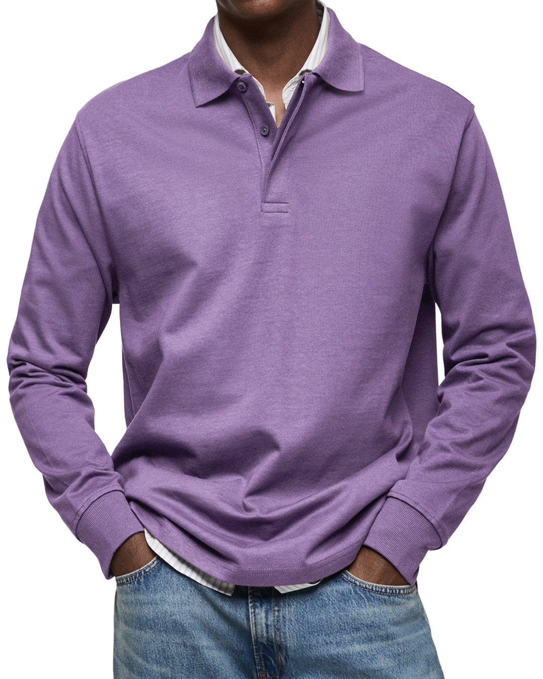 Camisa Polo Casual de Mangas Compridas