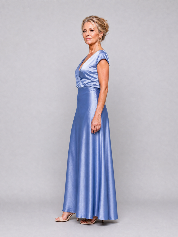 Samouse | Vestido maxi com manga cap e corpete transpassado