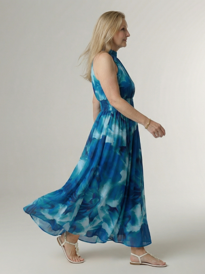 Sylin | Vestido midi franzido com decote halter