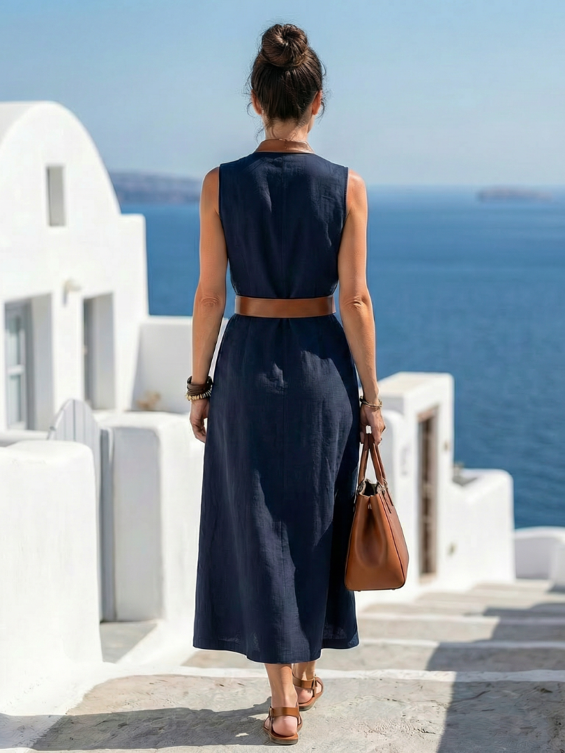 Júlia | Vestido Midi com Linha de Contraste
