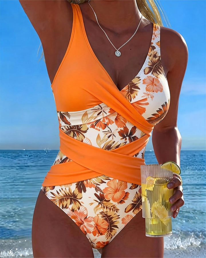 Peça única com estampa floral em contraste