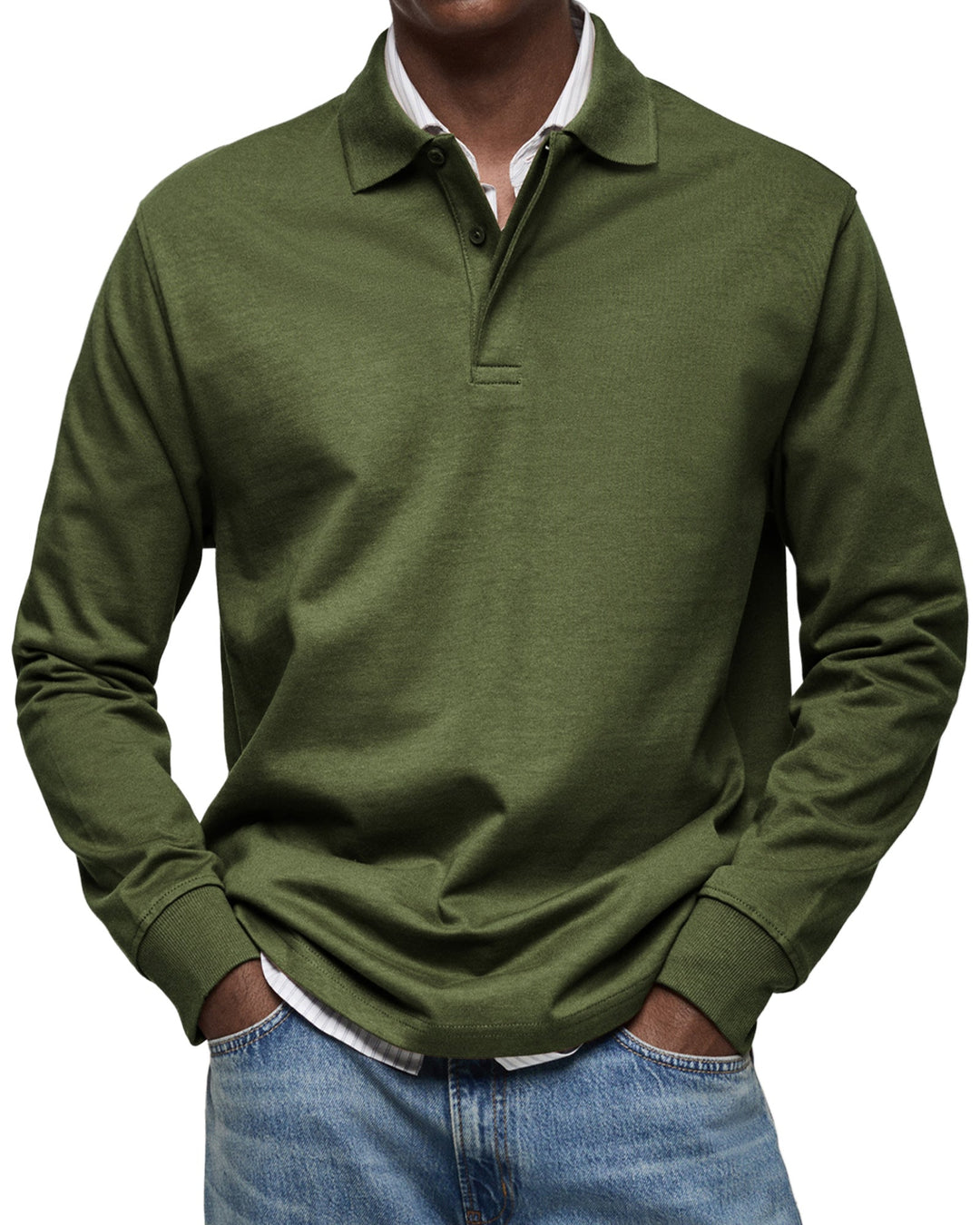 Camisa Polo Casual de Mangas Compridas