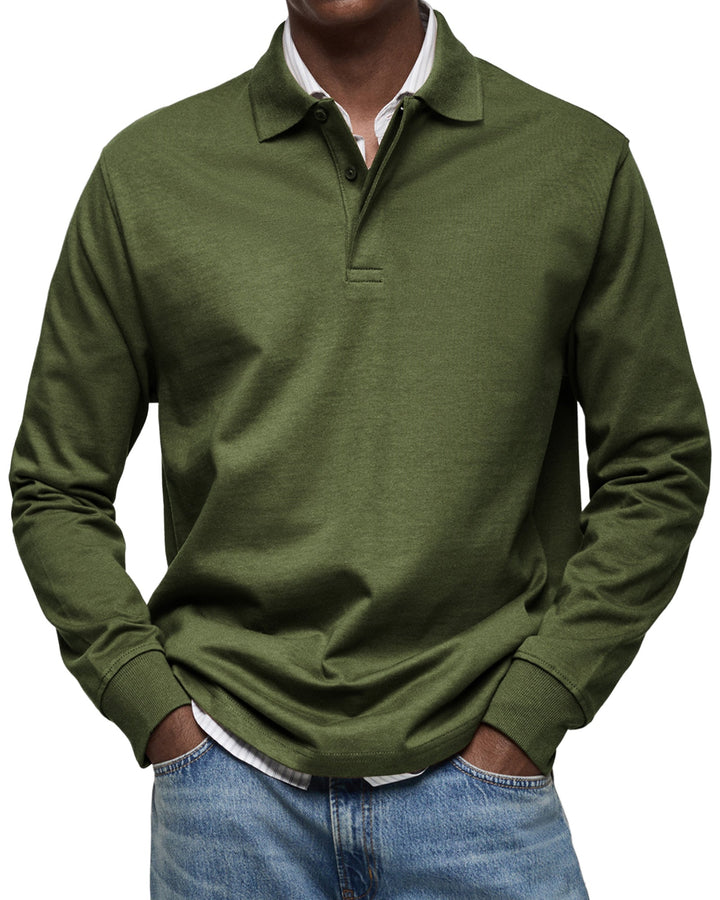 Camisa Polo Casual de Mangas Compridas