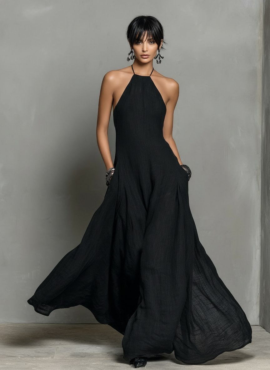 Raquel | Vestido Maxi Feminino com Decote Halterneck