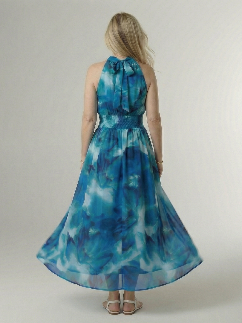 Sylin | Vestido midi franzido com decote halter