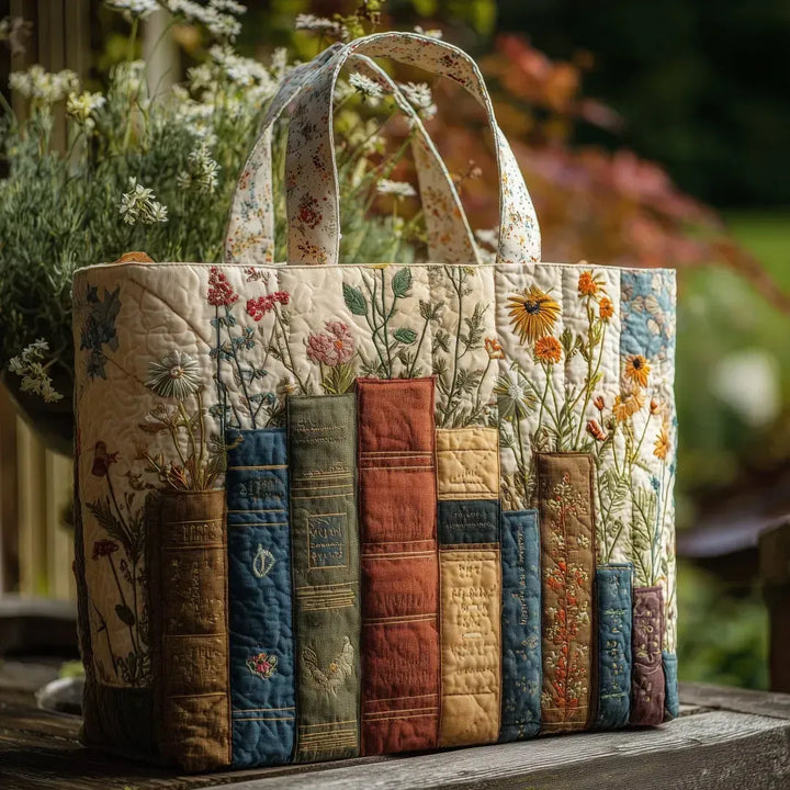 Saco Artesanal Matelassé - Livros e Flores