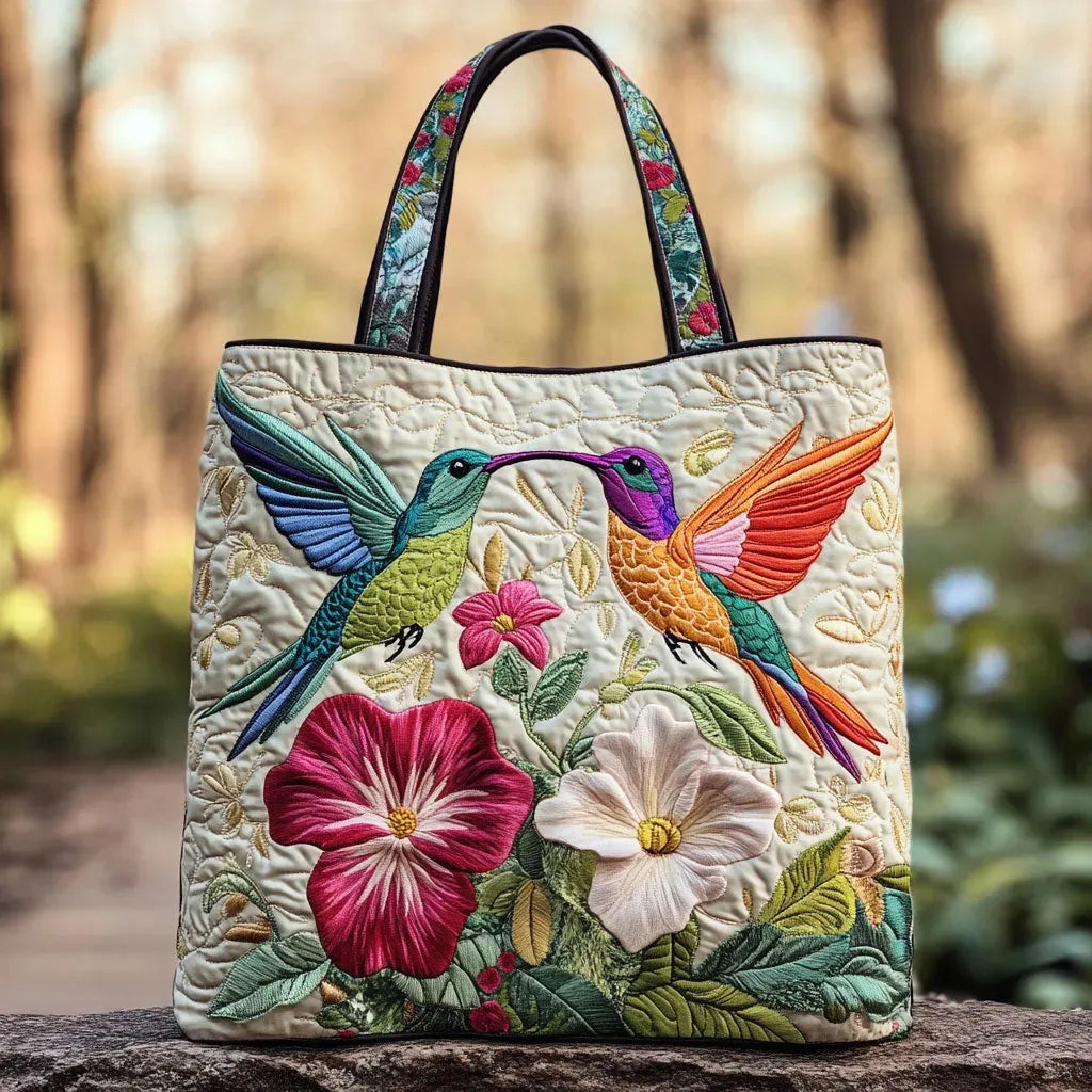 Saco acolchoado - Beija-flor e Flores Brancas