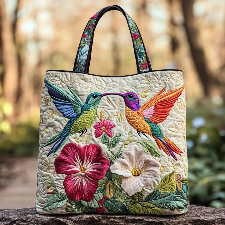Saco acolchoado - Beija-flor e Flores Brancas