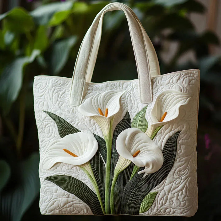 Bolsa Artesanal Matelassé - Arums Brancos