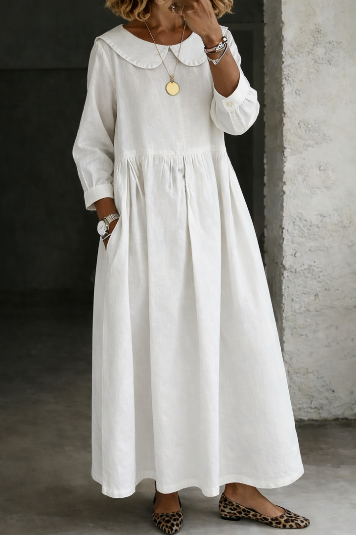 Clara™ | Vestido de ganga com gola Peter Pan