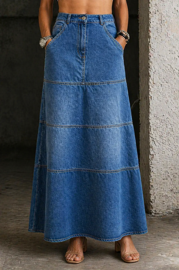 Mary | Saia jeans de comprimento médio