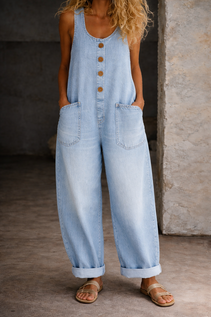 Sadie | Jardineiras de denim de algodão lavadas vintage