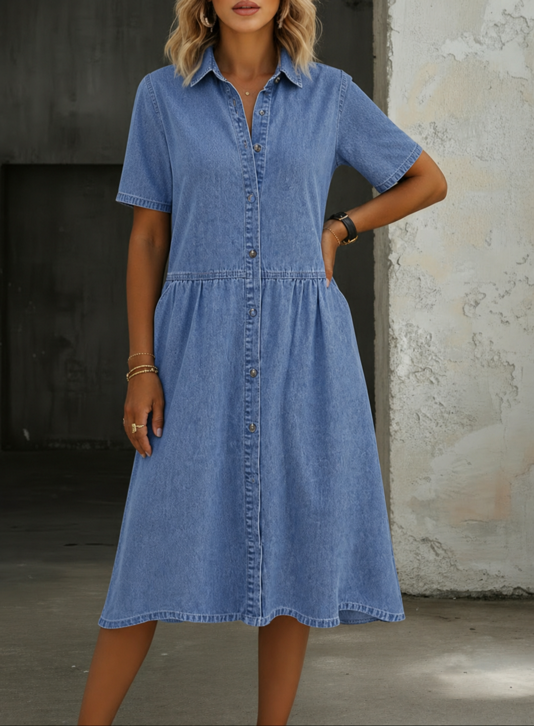 Carol | Vestido de denim de manga curta