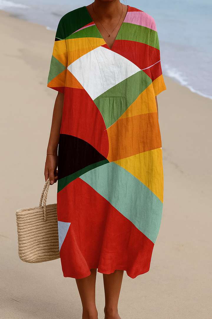 Daniela - Vestido Colorido em Patchwork