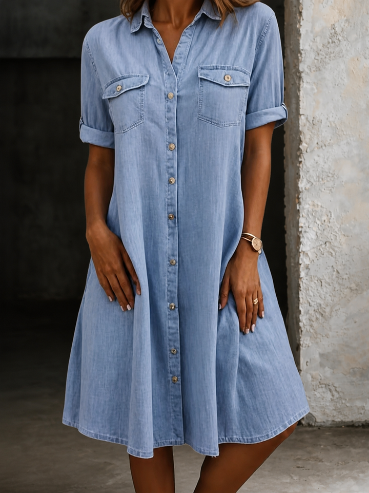 Patricia | Vestido Midi de Ganga em Estilo Casual