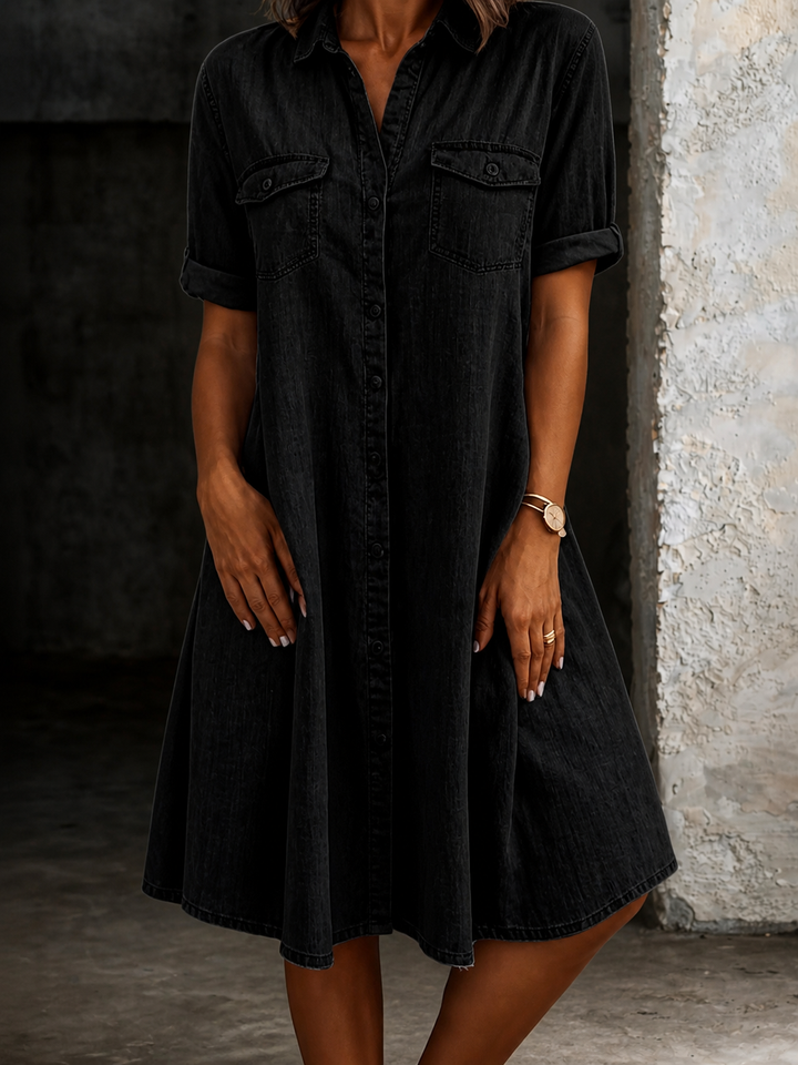 Patricia | Vestido Midi de Ganga em Estilo Casual