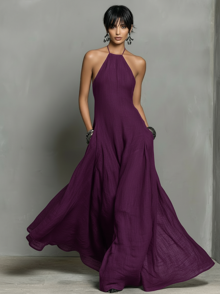 Raquel | Vestido Maxi Feminino com Decote Halterneck