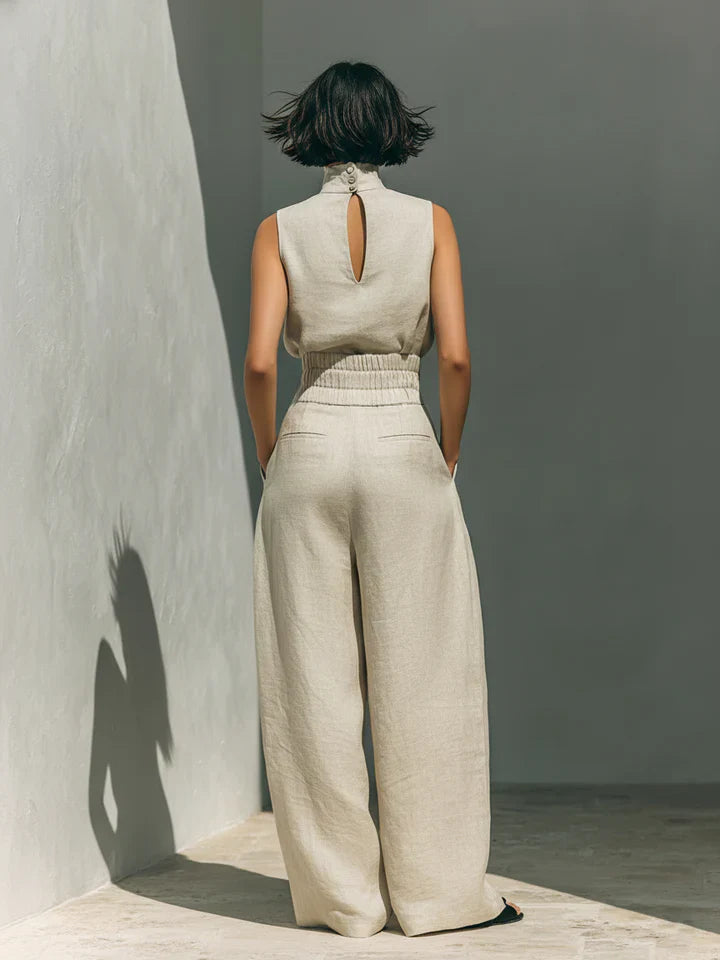 Flor  | Conjunto minimalista de blusa sem mangas