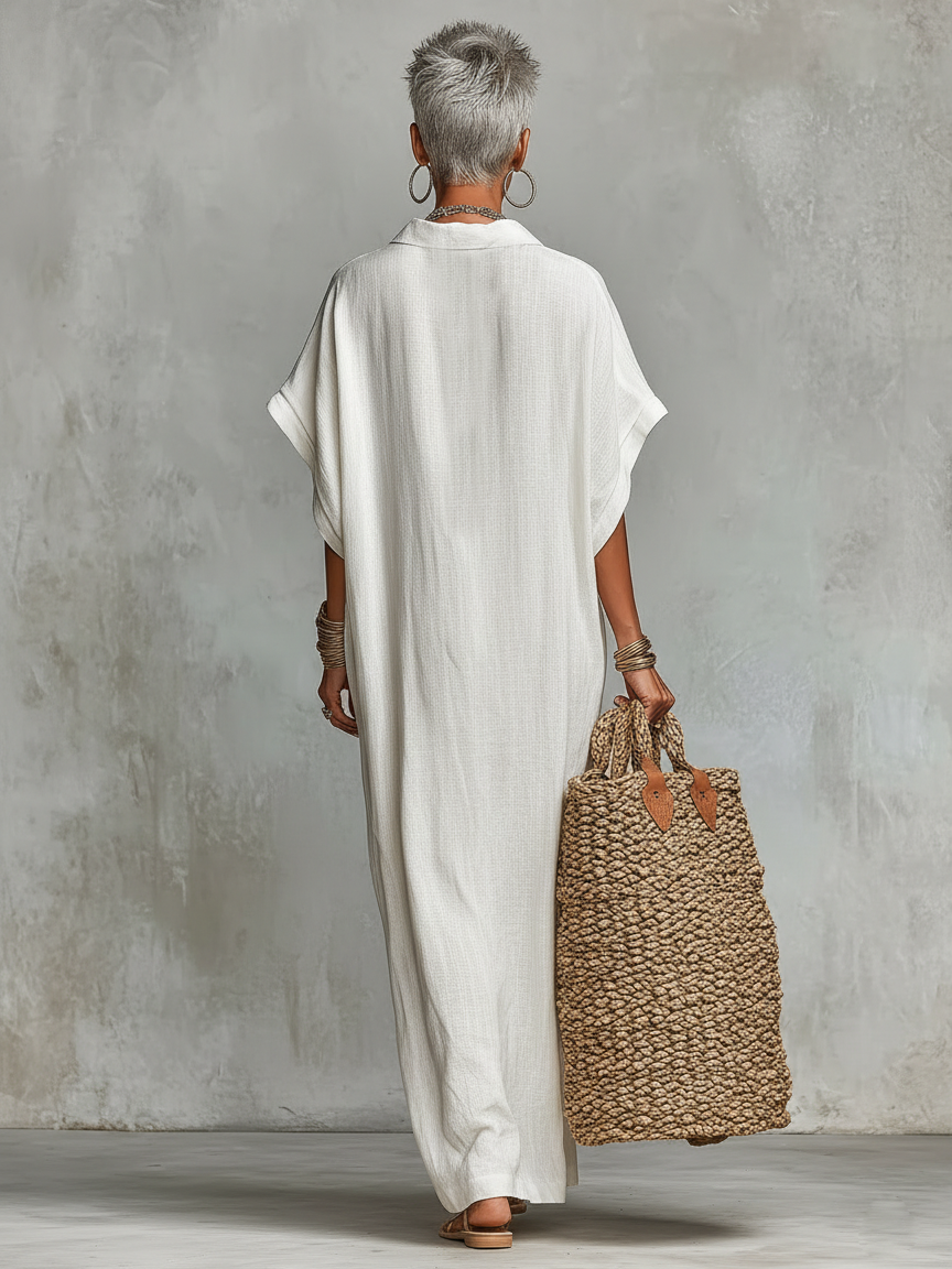 Vestido chemise maxi minimalista folgado