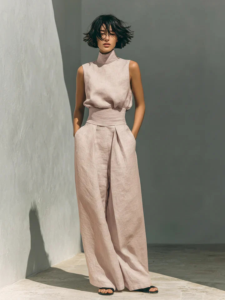 Flor  | Conjunto minimalista de blusa sem mangas