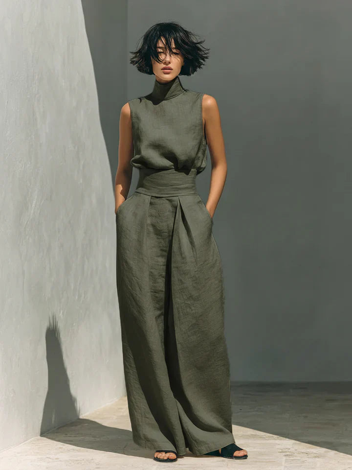Flor  | Conjunto minimalista de blusa sem mangas