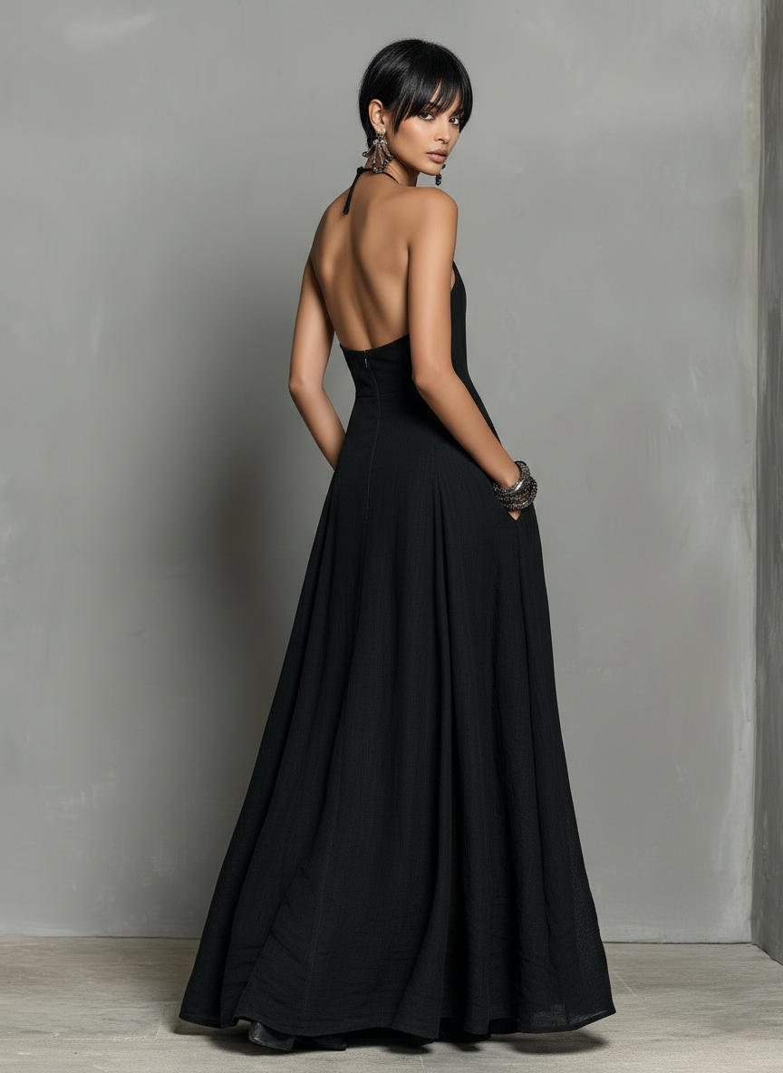 Raquel | Vestido Maxi Feminino com Decote Halterneck