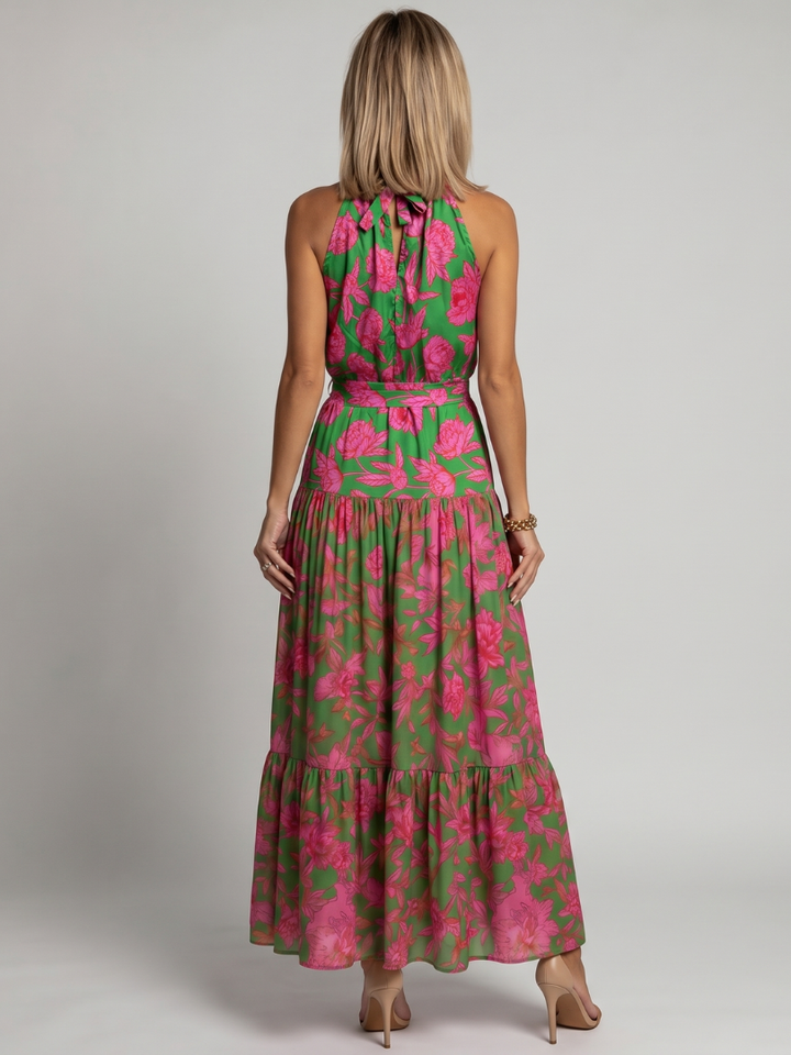 Rowen | Vestido Midi Drapeado com Decote Halter