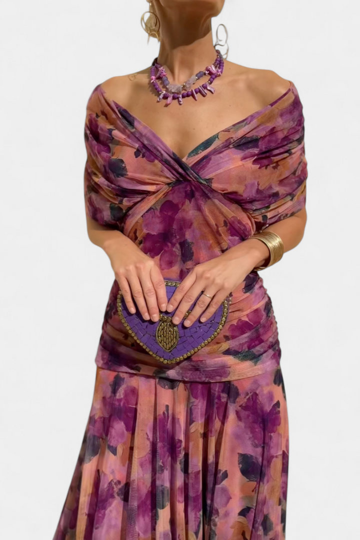 Clara | Vestido longo floral com decote em V