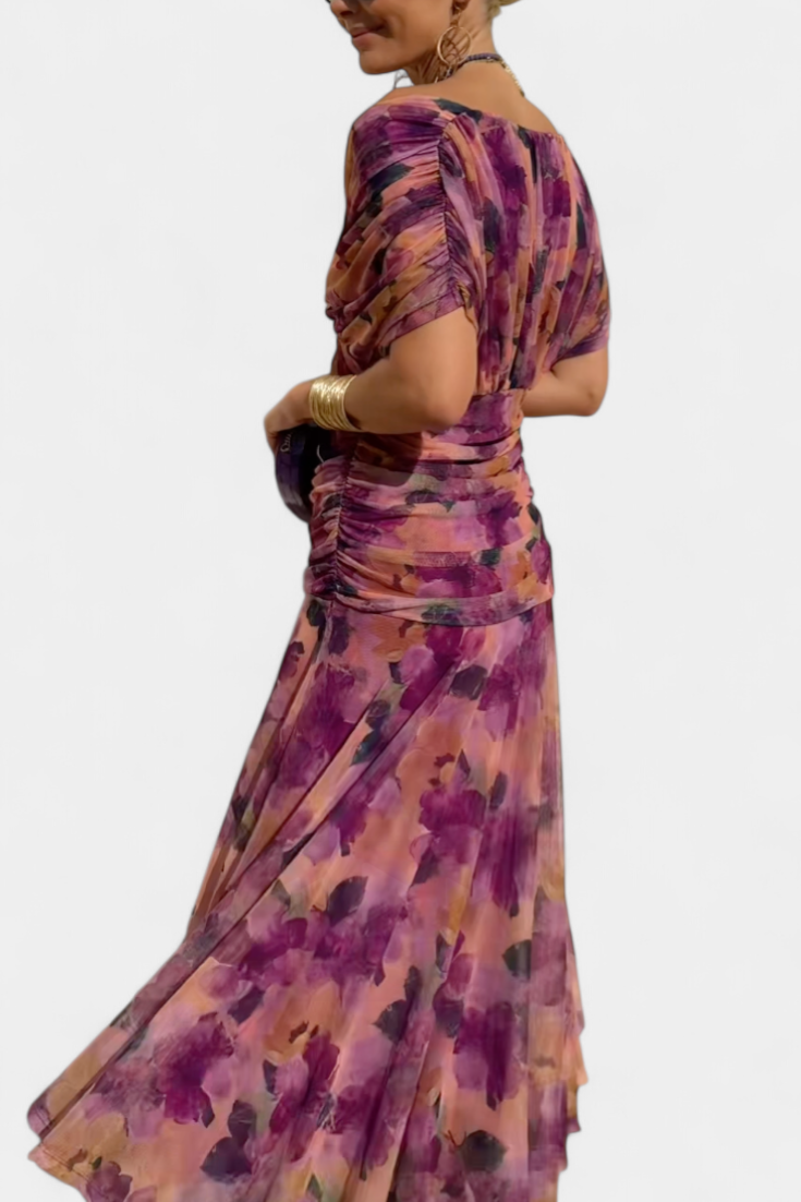 Clara | Vestido longo floral com decote em V