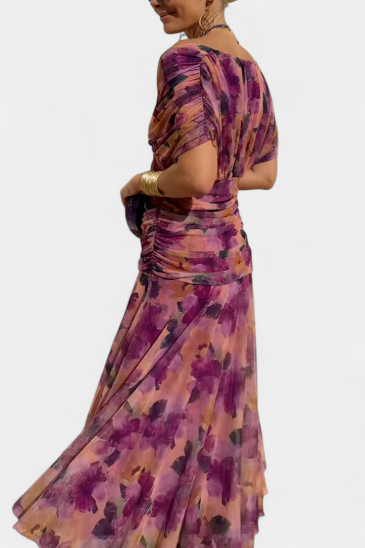 Clara | Vestido longo floral com decote em V