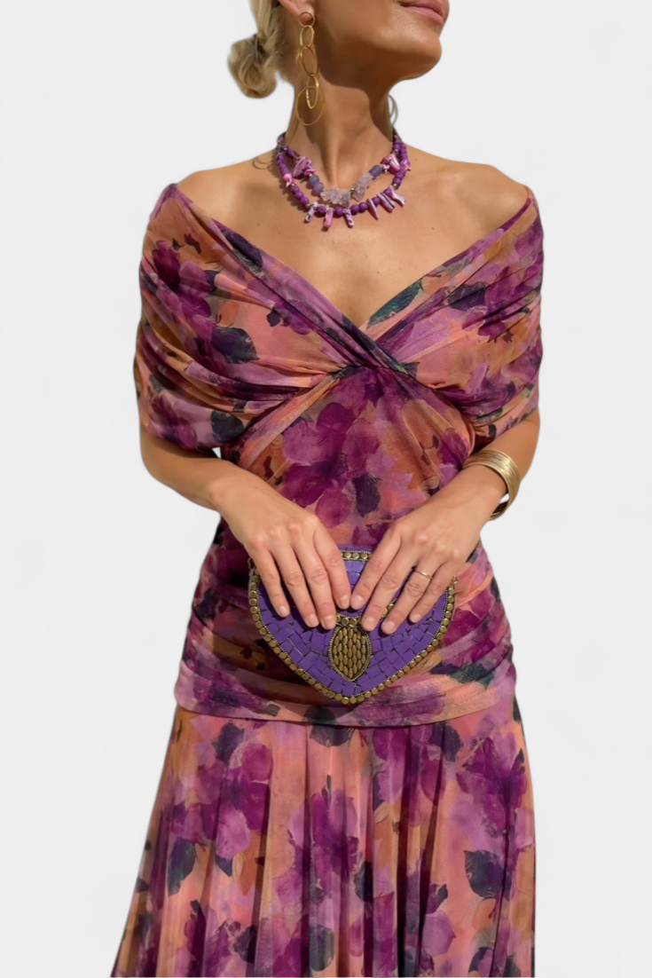 Clara | Vestido longo floral com decote em V