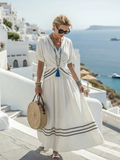 Sofia | Vestido midi transpassado de mangas curtas com decote em V