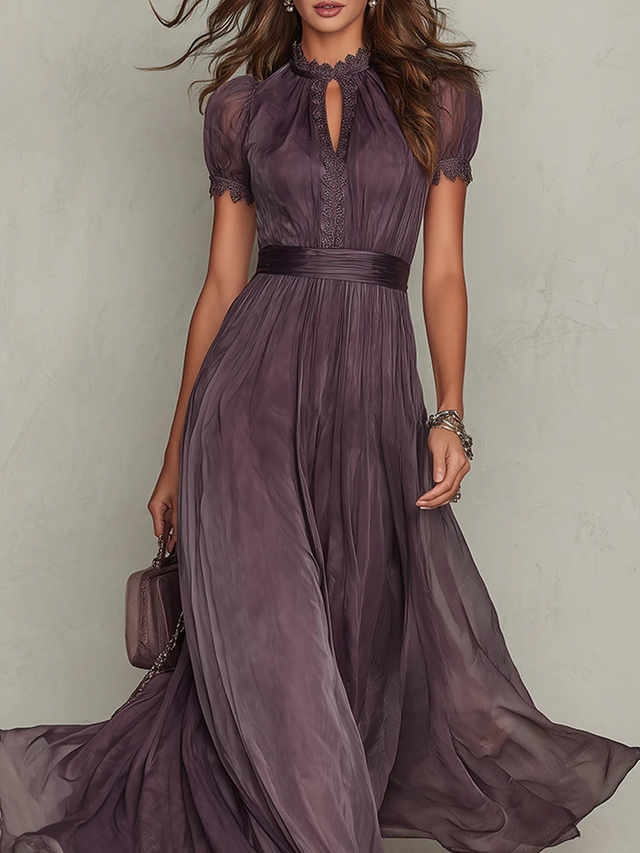 Flávia | Vestido longo roxo com decote