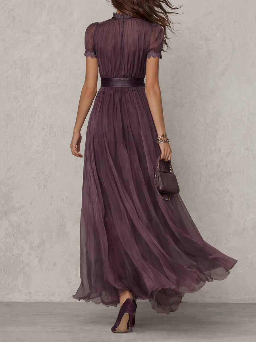 Flávia | Vestido longo roxo com decote