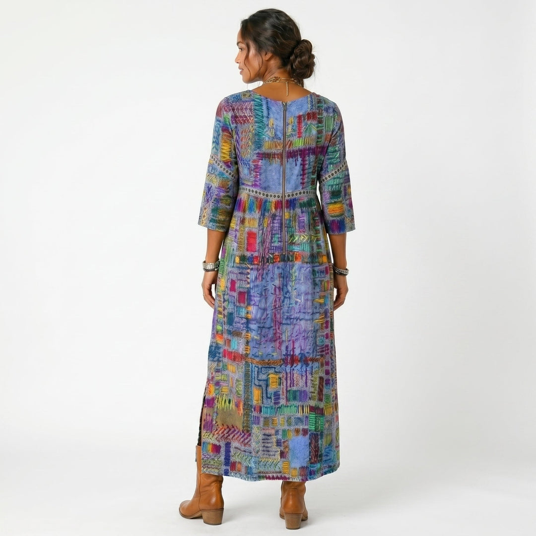 Amélia | Vestido Midi com Padrão Abstrato
