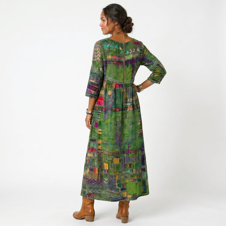 Amélia | Vestido Midi com Padrão Abstrato