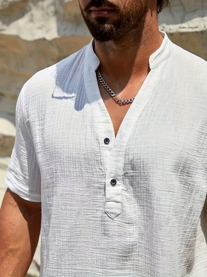 Camisa de verão elegante com gola alta