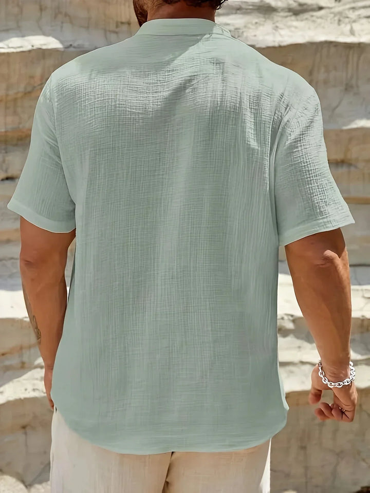 Camisa de verão elegante com gola alta