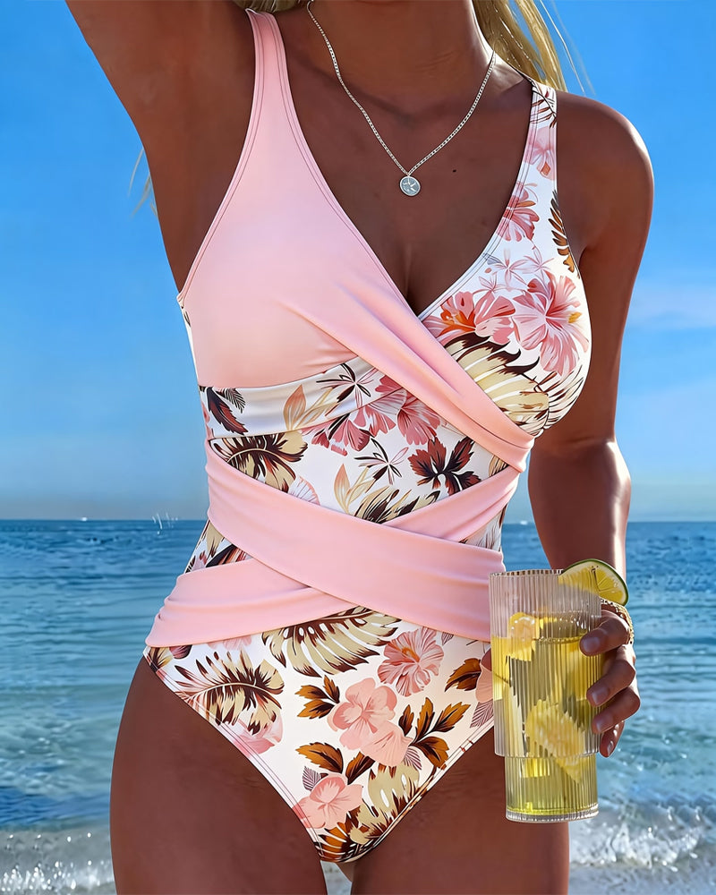 Peça única com estampa floral em contraste