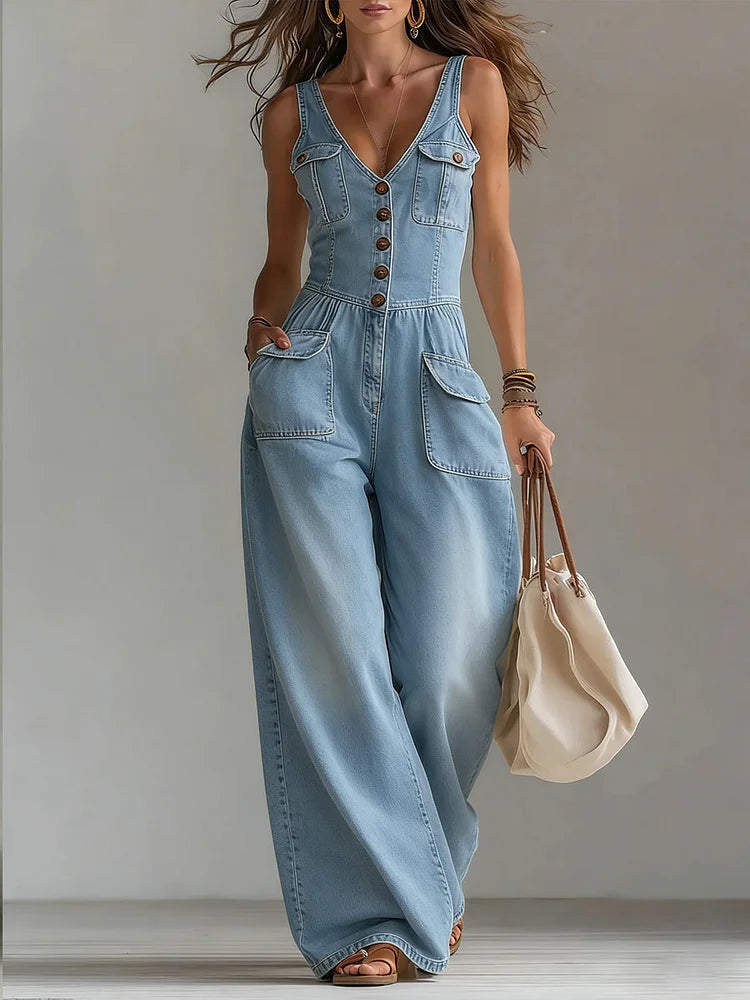 Sophie™ | Macacão em denim largo