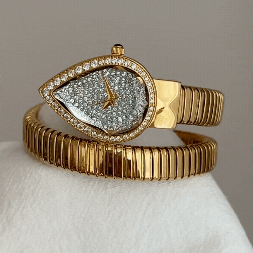 Relógio de serpente envolvente cravejado de diamantes – pulseira Serpenti para mulheres