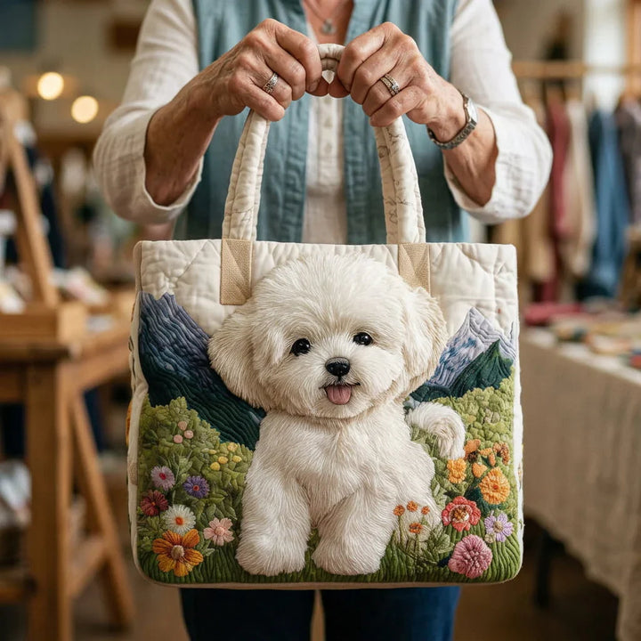 Saco artesanal matelassê - cão encantado