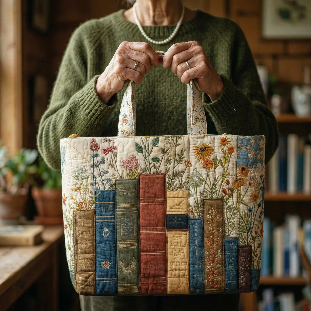 Saco Artesanal Matelassé - Livros e Flores