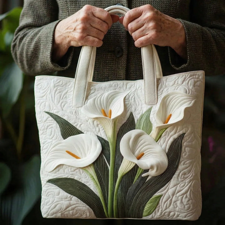 Bolsa Artesanal Matelassé - Arums Brancos