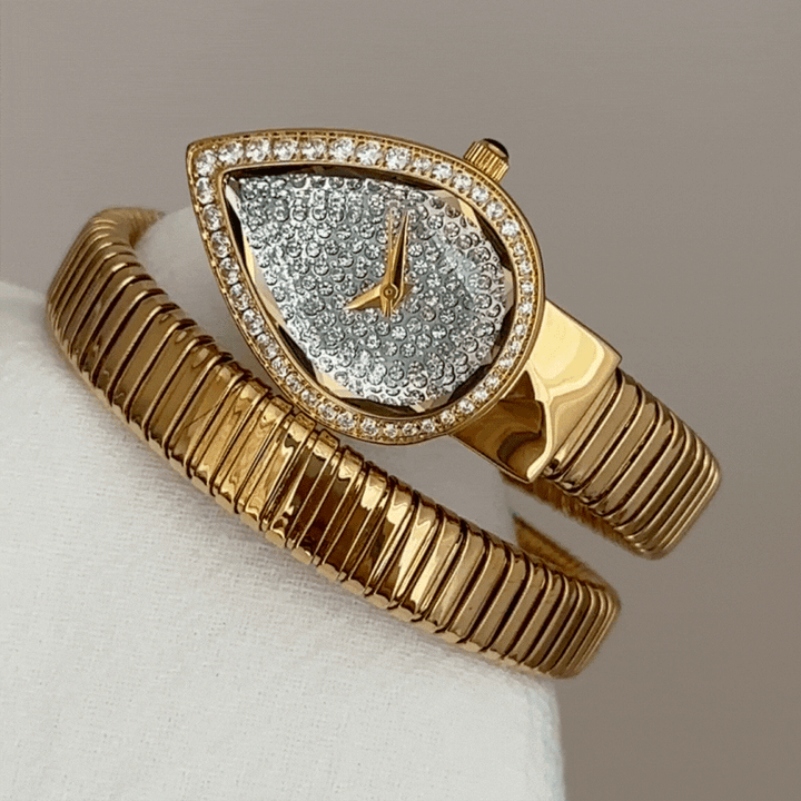 Relógio de serpente envolvente cravejado de diamantes – pulseira Serpenti para mulheres
