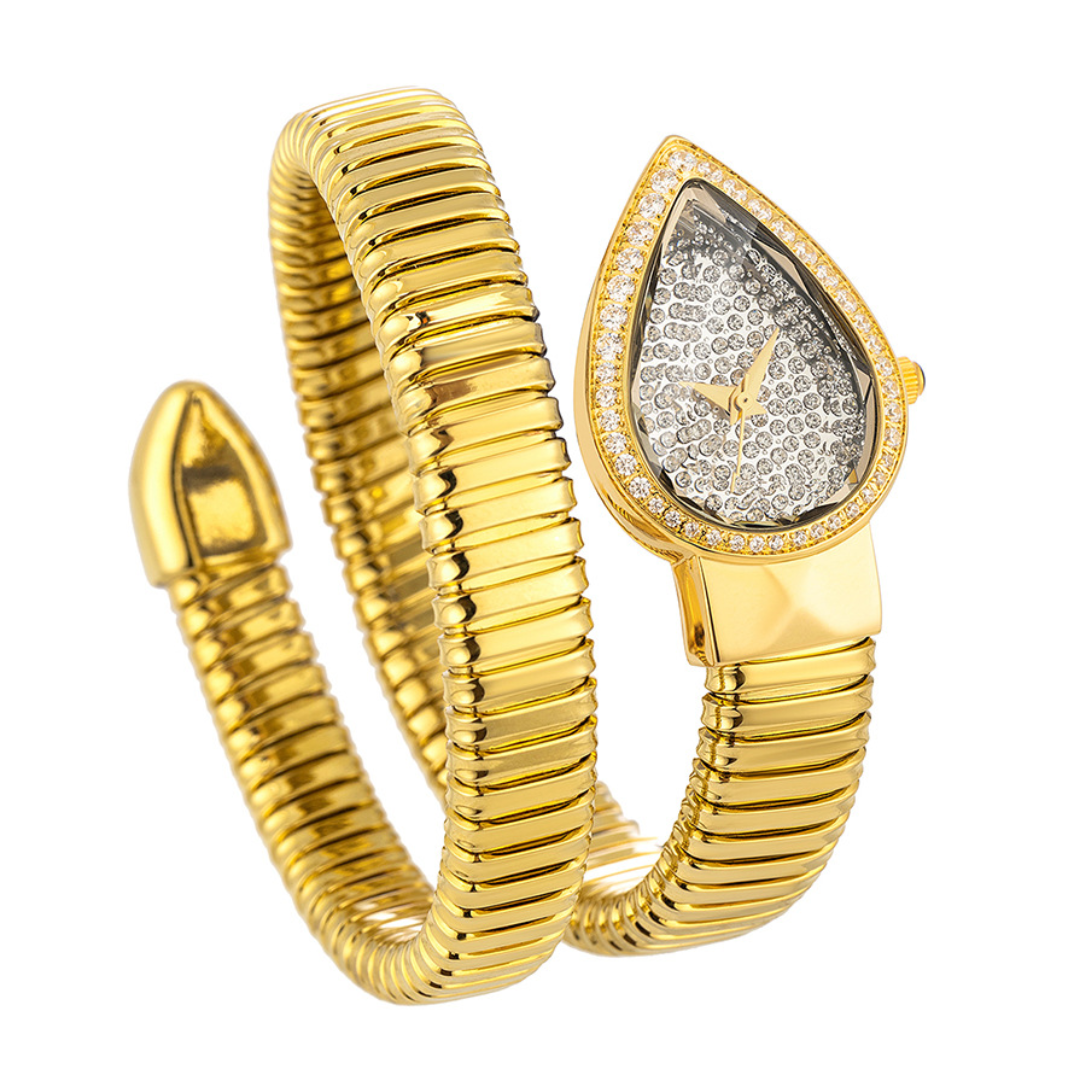 Relógio de serpente envolvente cravejado de diamantes – pulseira Serpenti para mulheres