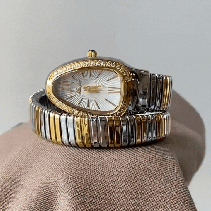 Relógio Serpenti prata e ouro – Relógio de pulso bicolor elegante para mulheres