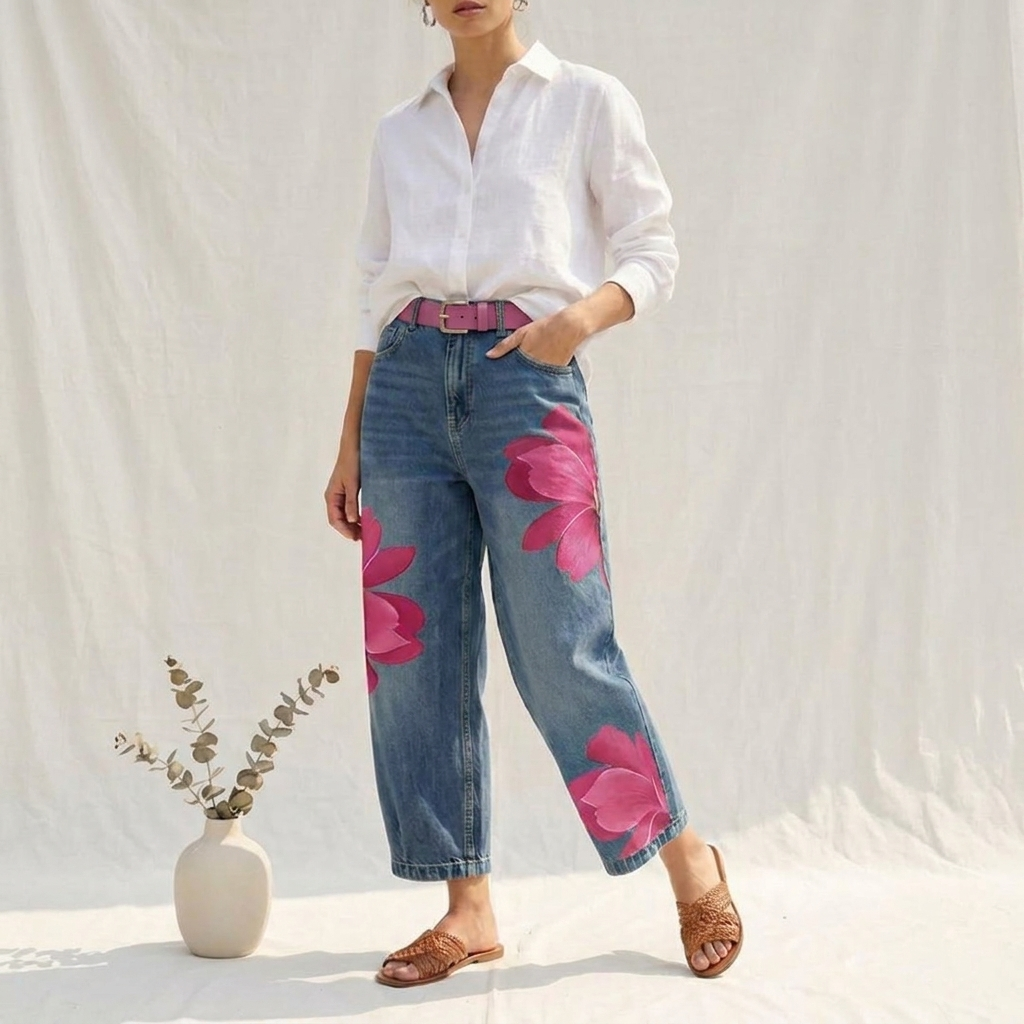 Beatrix | Jeans rosa de corte folgado elegante
